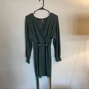 Green wrap up dress